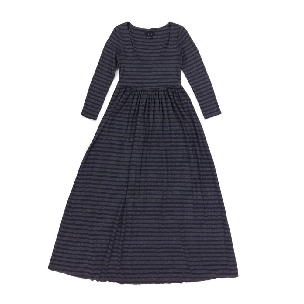 HATCH Phoebe Maternity Midi Dress Navy Stripe Minimal Soft Girl Boho French Girl